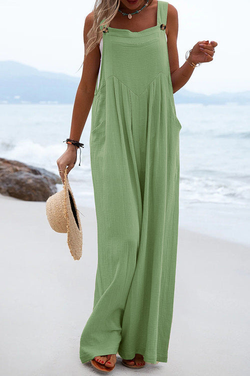 Rowangirl Fashion Solid Sling Off Shoulder Wide-Leg Jumpsuit