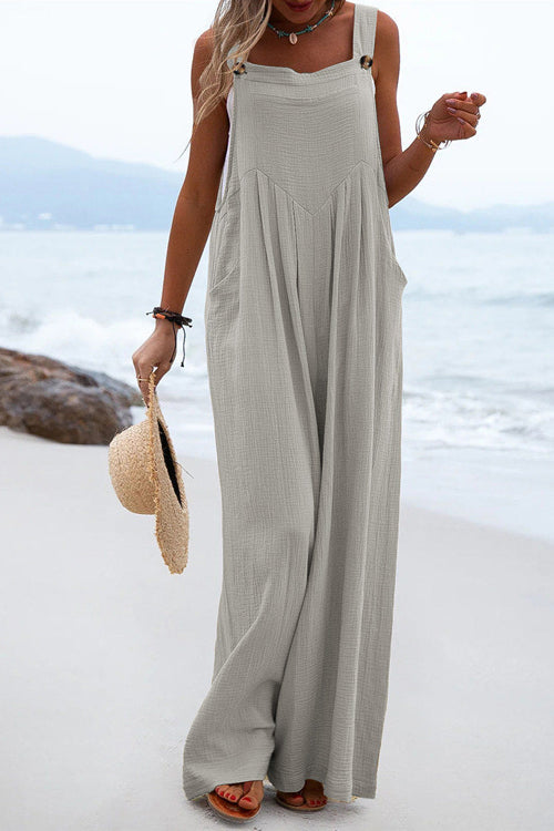 Rowangirl Fashion Solid Sling Off Shoulder Wide-Leg Jumpsuit