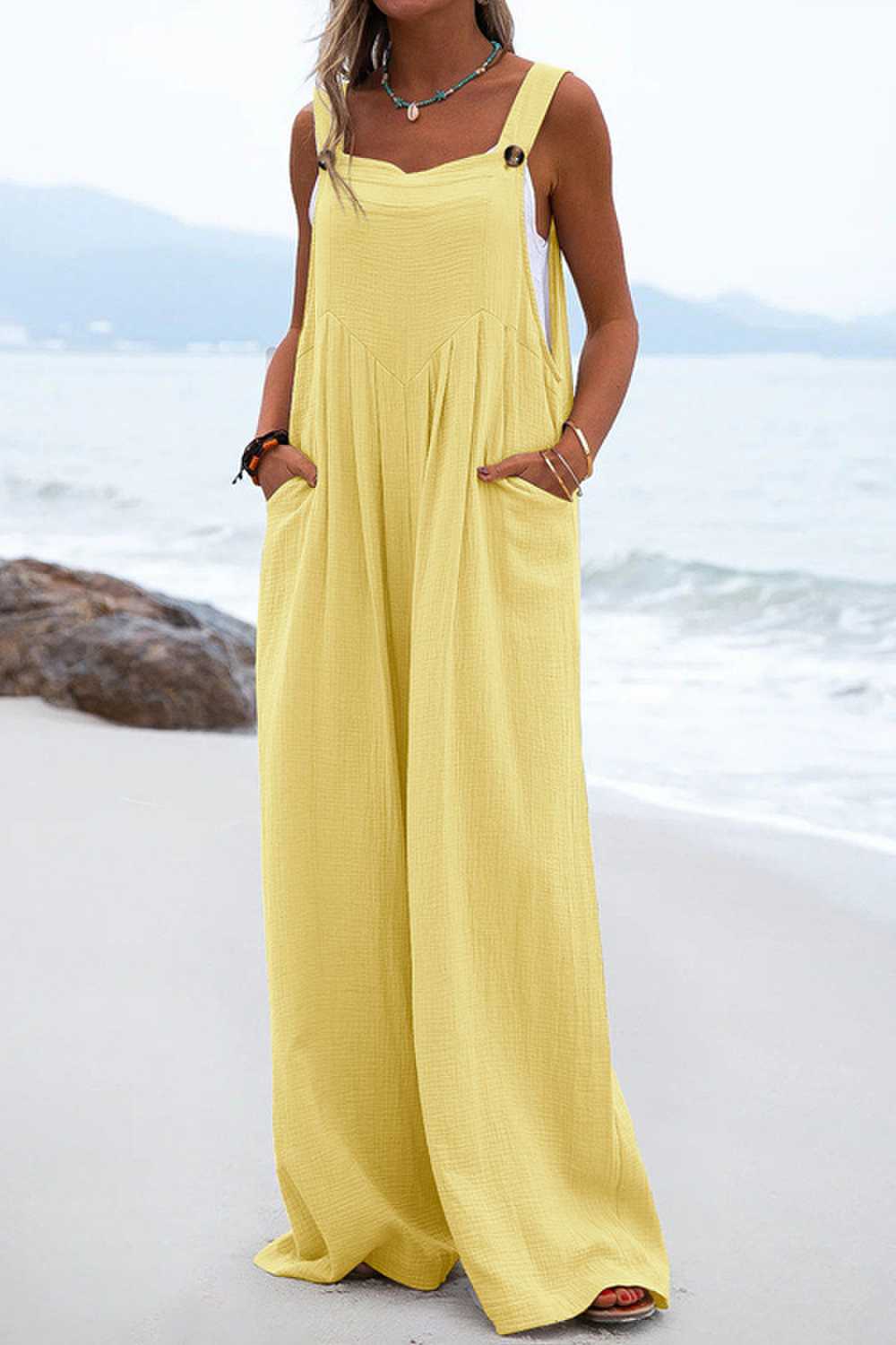 Rowangirl Fashion Solid Sling Off Shoulder Wide-Leg Jumpsuit