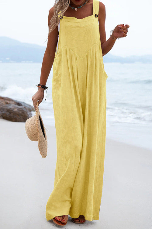 Rowangirl Fashion Solid Sling Off Shoulder Wide-Leg Jumpsuit