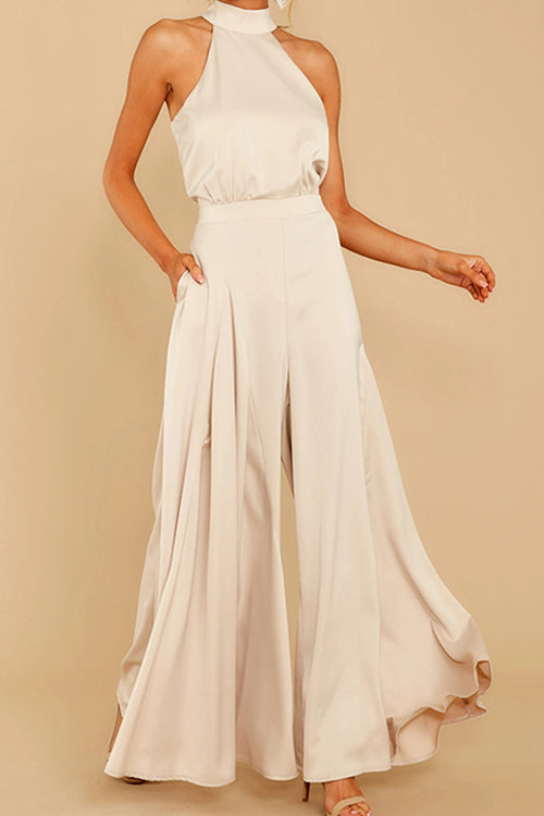 Rowangirl Solid Off Shoulder Halterneck Jumpsuit