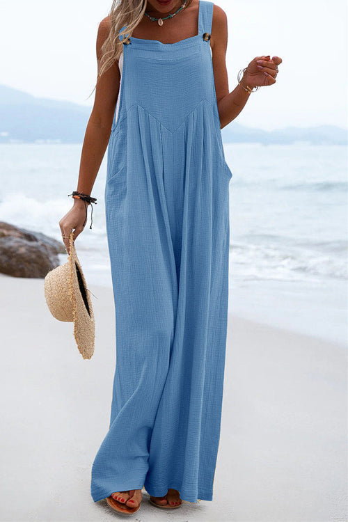 Rowangirl Fashion Solid Sling Off Shoulder Wide-Leg Jumpsuit