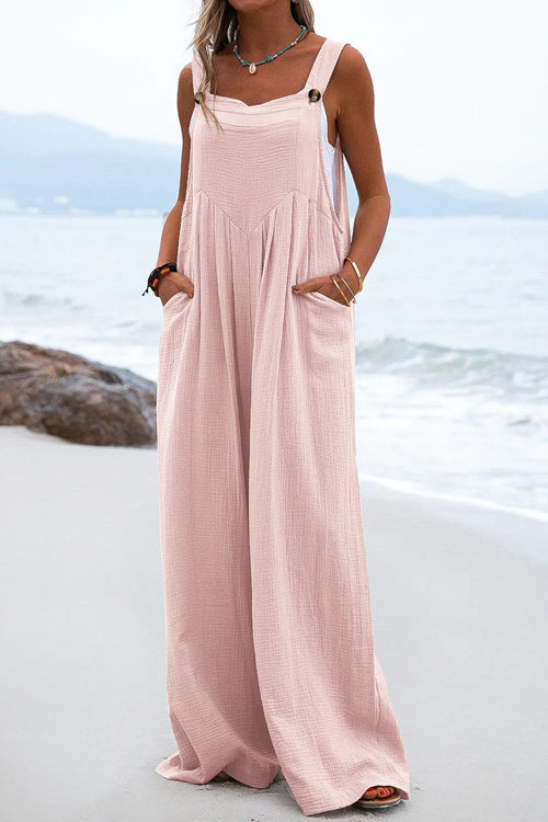 Rowangirl Fashion Solid Sling Off Shoulder Wide-Leg Jumpsuit