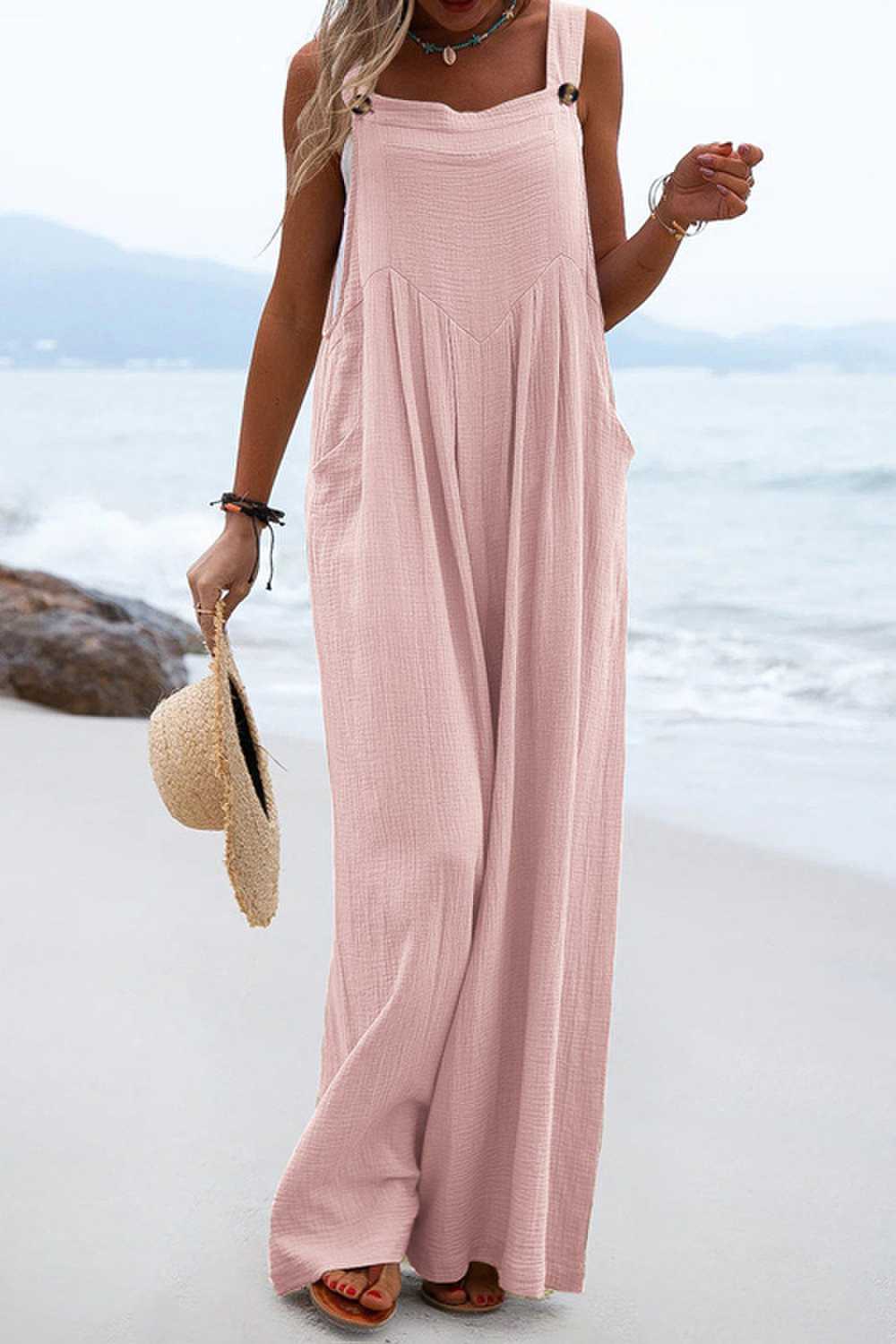 Rowangirl Fashion Solid Sling Off Shoulder Wide-Leg Jumpsuit