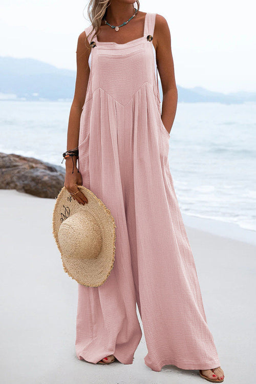 Rowangirl Fashion Solid Sling Off Shoulder Wide-Leg Jumpsuit