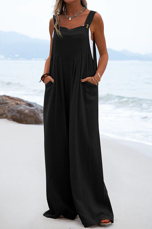 Rowangirl Fashion Solid Sling Off Shoulder Wide-Leg Jumpsuit