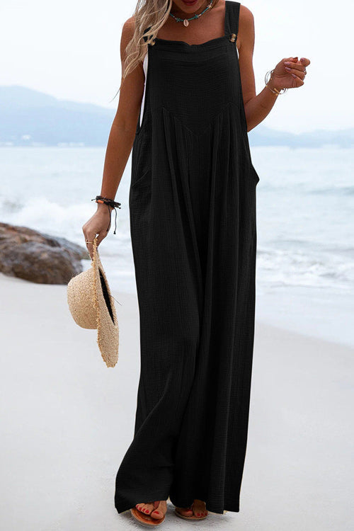 Rowangirl Fashion Solid Sling Off Shoulder Wide-Leg Jumpsuit