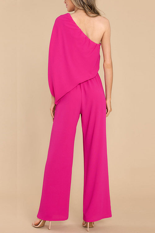 Rowangirl Loose Shoulder Asymmetric Fashion Casual Jumpsuit