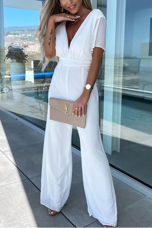Rowangirl Holiday V-Neck Casual Short Sleeve Jumpsuit