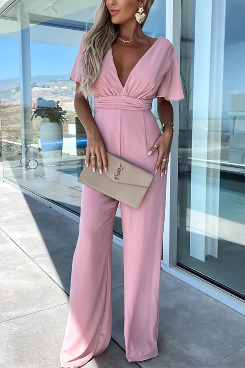 Rowangirl Holiday V-Neck Casual Short Sleeve Jumpsuit