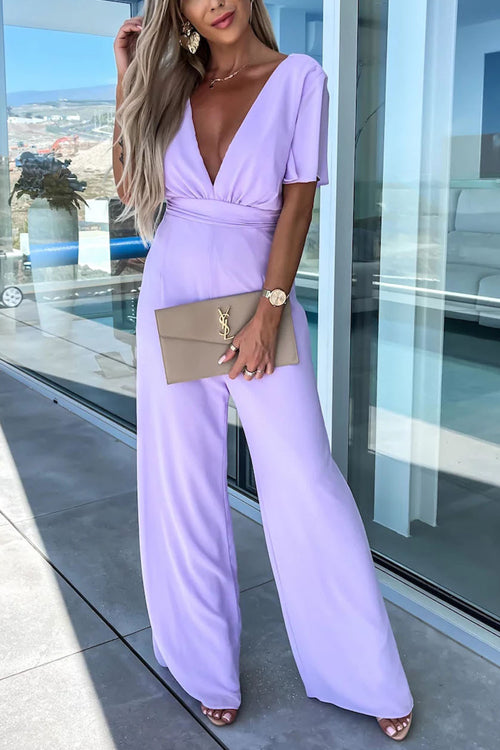 Rowangirl Holiday V-Neck Casual Short Sleeve Jumpsuit