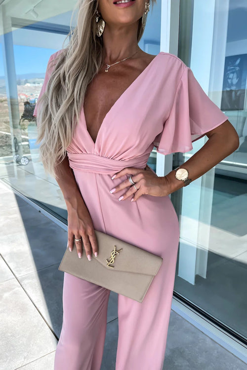 Rowangirl Holiday V-Neck Casual Short Sleeve Jumpsuit