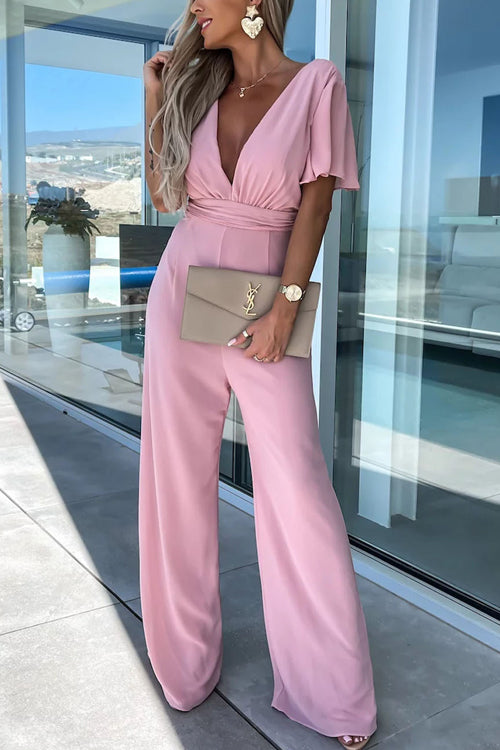 Rowangirl Holiday V-Neck Casual Short Sleeve Jumpsuit