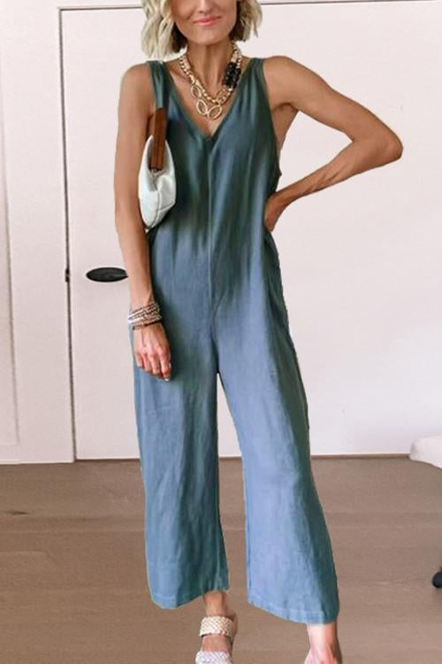 Rowangirl  Beatrice Fashion Chic Casual Comfortable Cotton Linen Jumpsuit