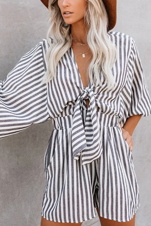 Rowangirl Georgia V Neck Lace Up Loose Holiday Romper