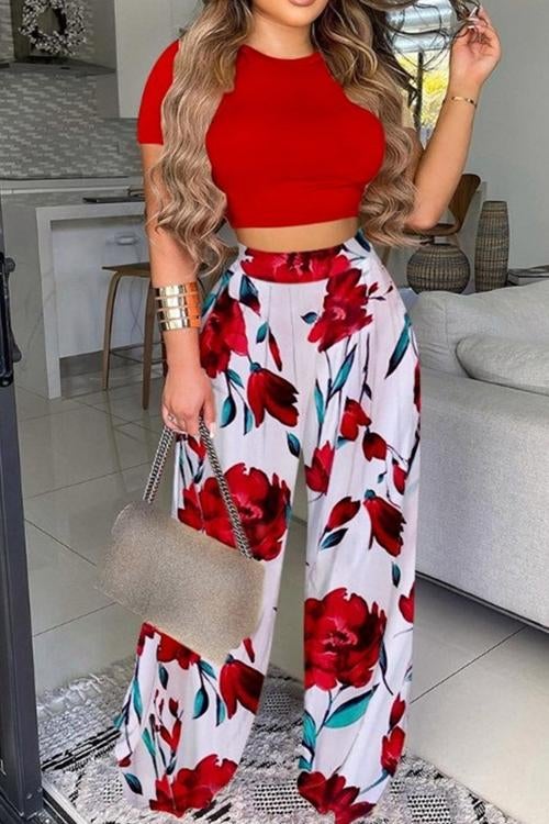 Rowangirl Elvira Fashion Chic O Neck Short Sleeve Two-piece