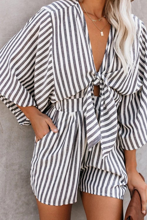 Rowangirl Georgia V Neck Lace Up Loose Holiday Romper