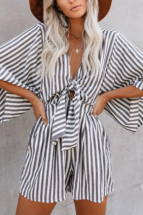 Rowangirl Georgia V Neck Lace Up Loose Holiday Romper
