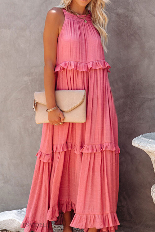 Rwangirl Fashion Solid Color Sleeveless Holiday Dress