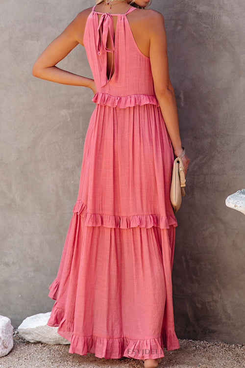 Rwangirl Fashion Solid Color Sleeveless Holiday Dress