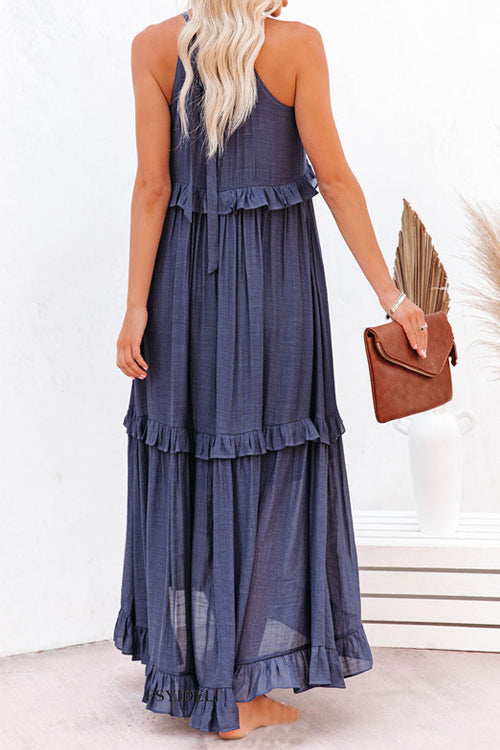 Rwangirl Fashion Solid Color Sleeveless Holiday Dress