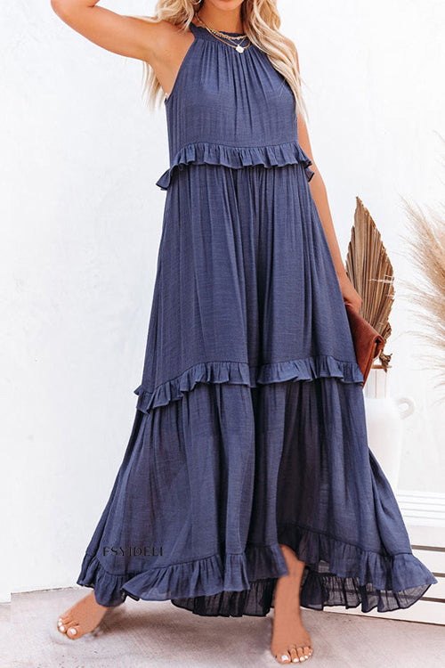 Rwangirl Fashion Solid Color Sleeveless Holiday Dress