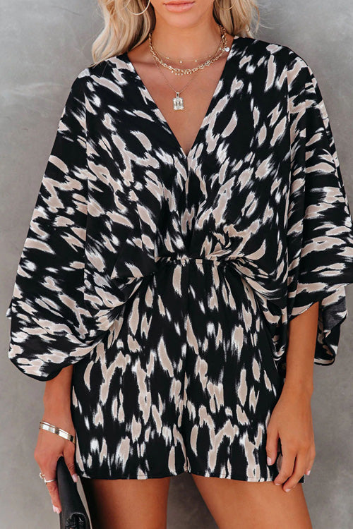 Rowangirl Fashion Casual V Neck Bat Sleeve Slim Romper