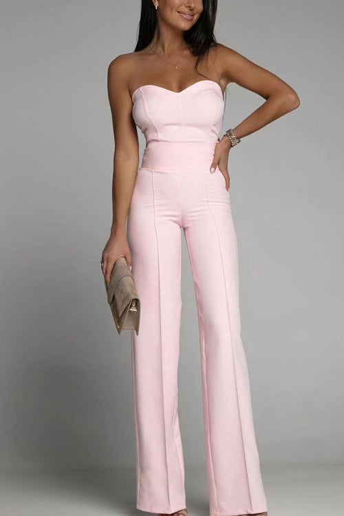 Rowangirl Chic Solid Off Shoulder Sleeveless Slim Jumpsuit