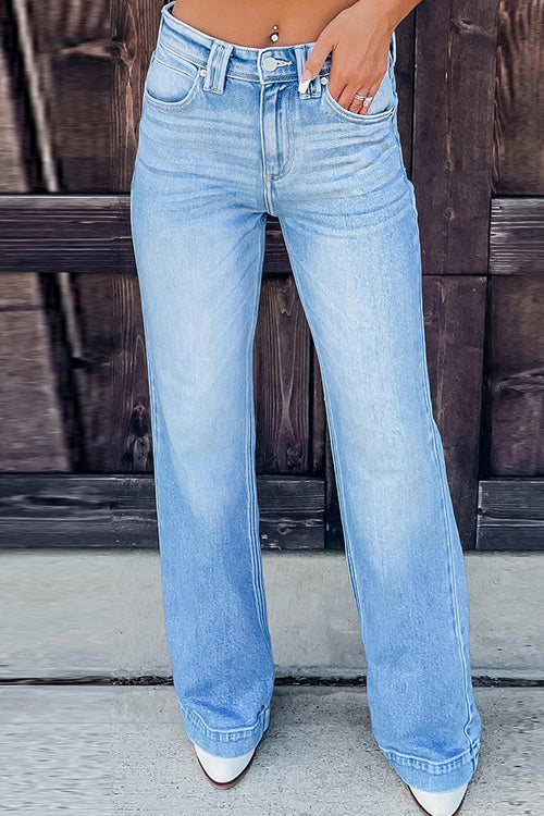 Rowangirl Fashion Loose Pockets Straight Jeans