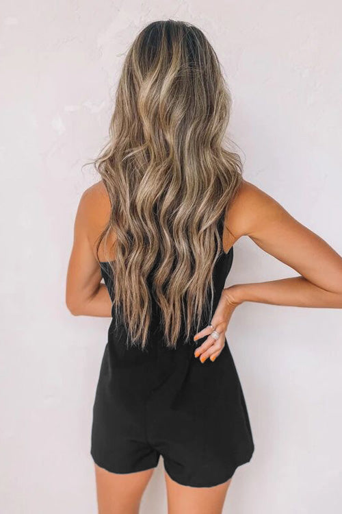 Rowangirl Fashion Chic Solid One Shoulder Sleeveless Slim Romper