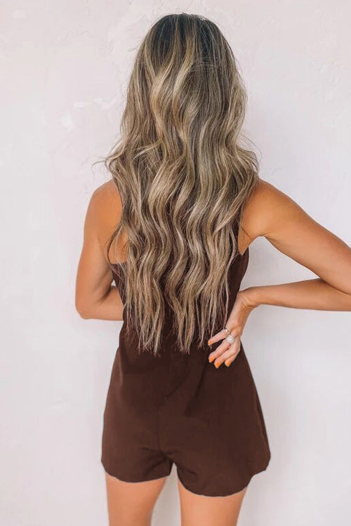 Rowangirl Fashion Chic Solid One Shoulder Sleeveless Slim Romper
