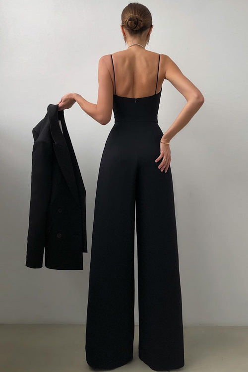 Rowangirl Chic Sexy Solid Sling Sleeveless Slim Jumpsuit