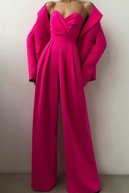 Rowangirl Chic Sexy Solid Sling Sleeveless Slim Jumpsuit