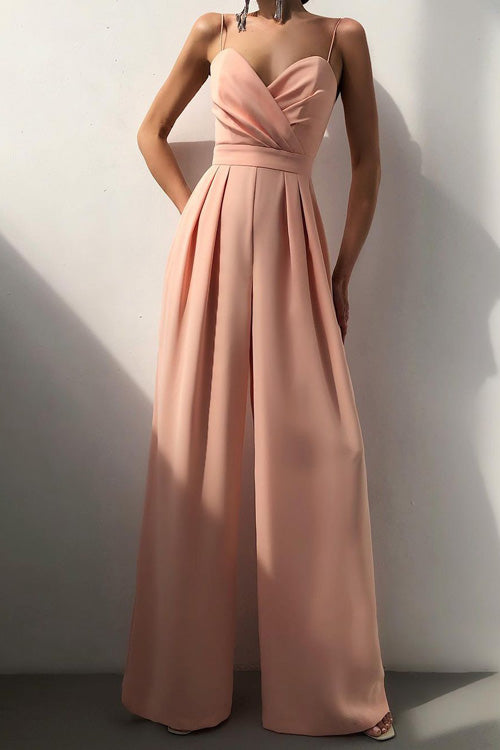 Rowangirl Chic Sexy Solid Sling Sleeveless Slim Jumpsuit