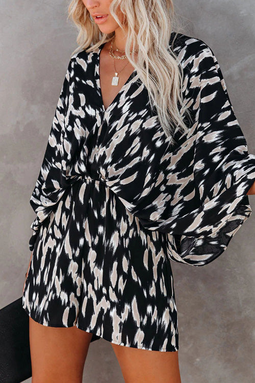 Rowangirl Fashion Casual V Neck Bat Sleeve Slim Romper