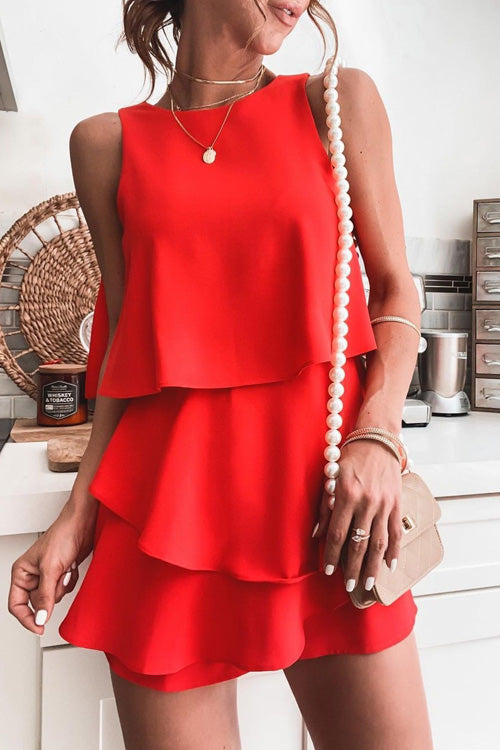 Rowangirl Fashion Casual Solid O Neck Sleeveless Slim Romper