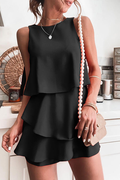 Rowangirl Fashion Casual Solid O Neck Sleeveless Slim Romper