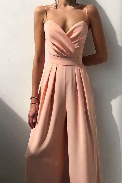 Rowangirl Chic Sexy Solid Sling Sleeveless Slim Jumpsuit