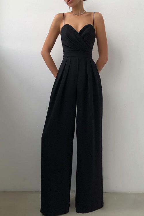 Rowangirl Chic Sexy Solid Sling Sleeveless Slim Jumpsuit