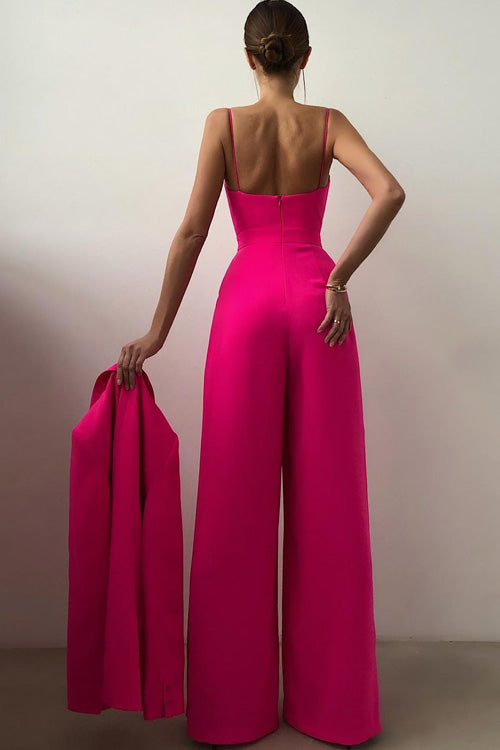 Rowangirl Chic Sexy Solid Sling Sleeveless Slim Jumpsuit