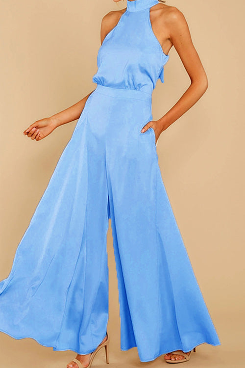 Rowangirl Solid Off Shoulder Halterneck Jumpsuit