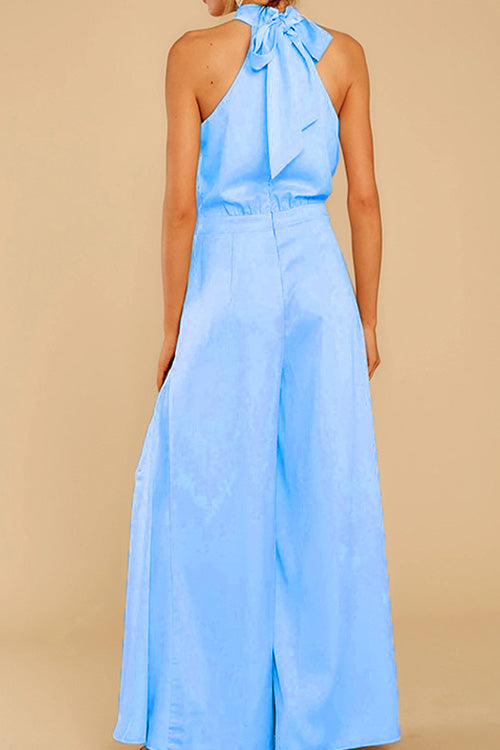 Rowangirl Solid Off Shoulder Halterneck Jumpsuit