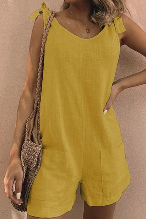 Rowangirl Fashion Casual Solid Sleeveless Pockets Slim Romper
