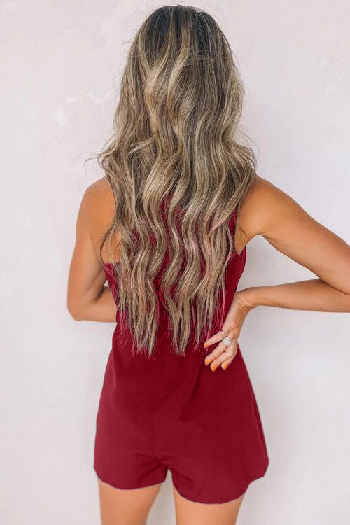 Rowangirl Fashion Chic Solid One Shoulder Sleeveless Slim Romper