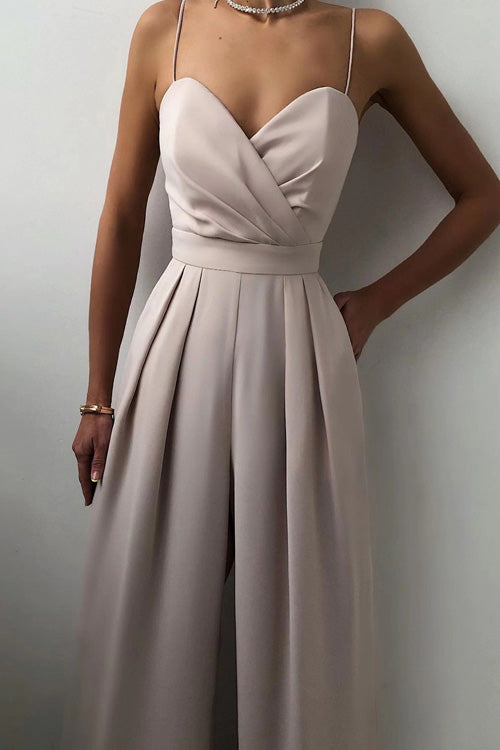 Rowangirl Chic Sexy Solid Sling Sleeveless Slim Jumpsuit