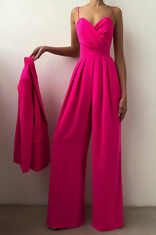 Rowangirl Chic Sexy Solid Sling Sleeveless Slim Jumpsuit