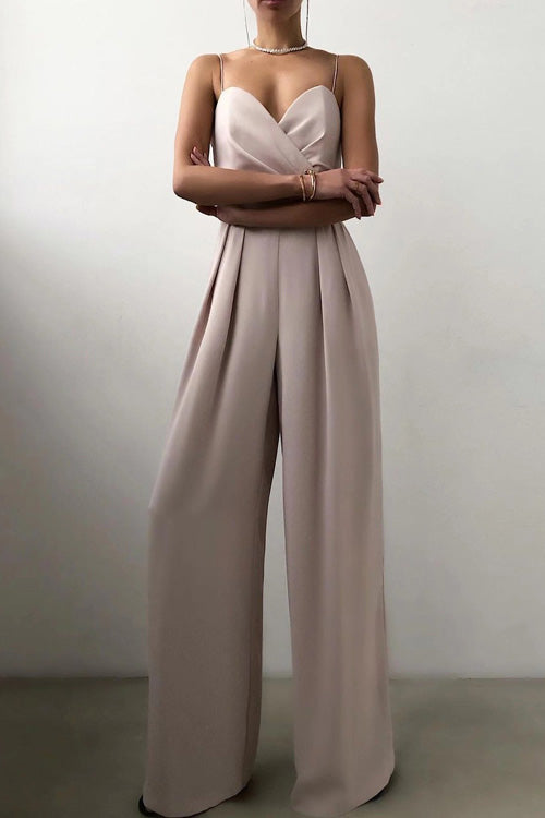 Rowangirl Chic Sexy Solid Sling Sleeveless Slim Jumpsuit