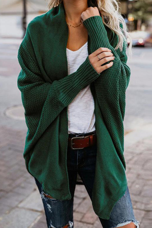 Rowangirl Autumn Winter Fashion Chic Loose Solid Bat Sleeve Cardigan