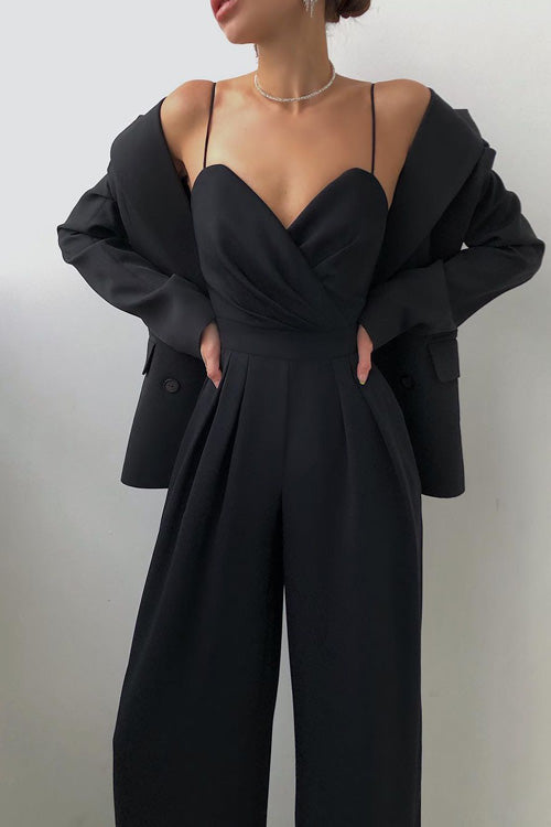 Rowangirl Chic Sexy Solid Sling Sleeveless Slim Jumpsuit
