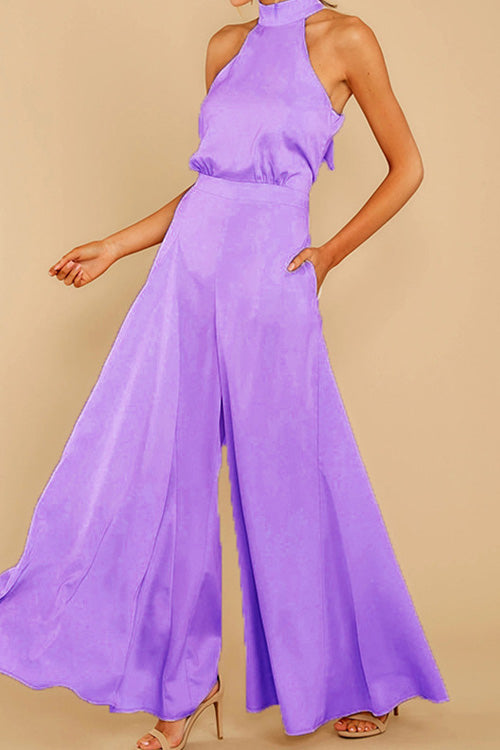 Rowangirl Solid Off Shoulder Halterneck Jumpsuit